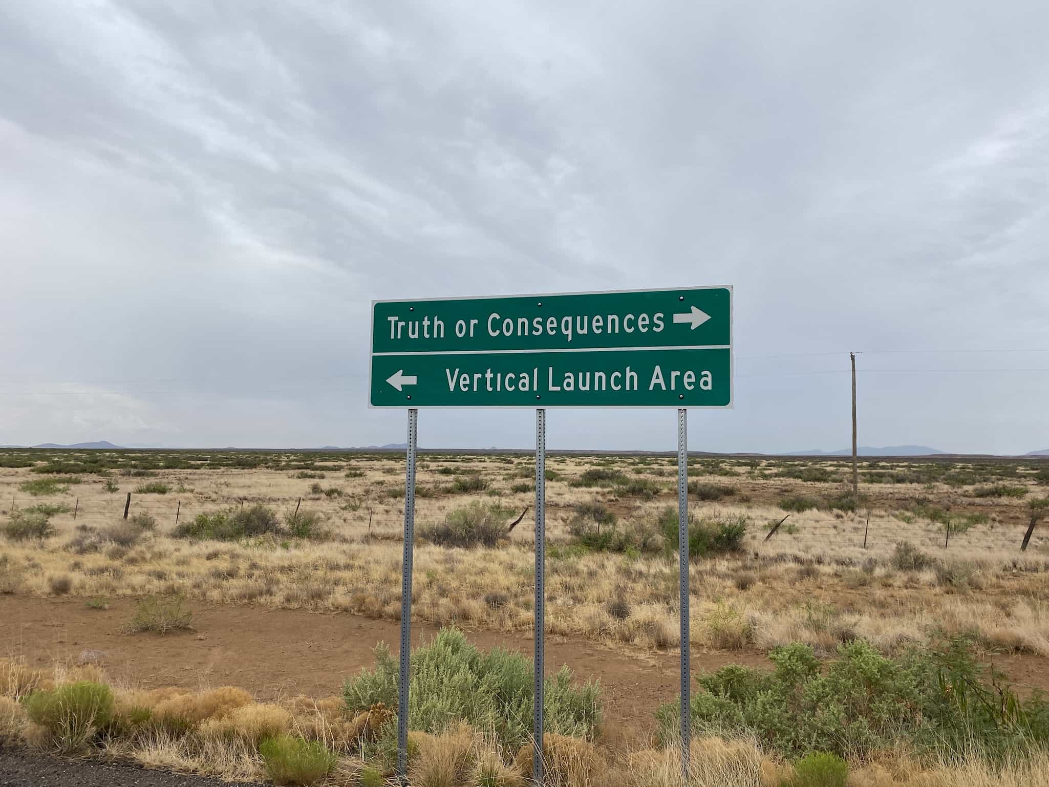photo of traffic sign for truth or consequences/vertical launch area